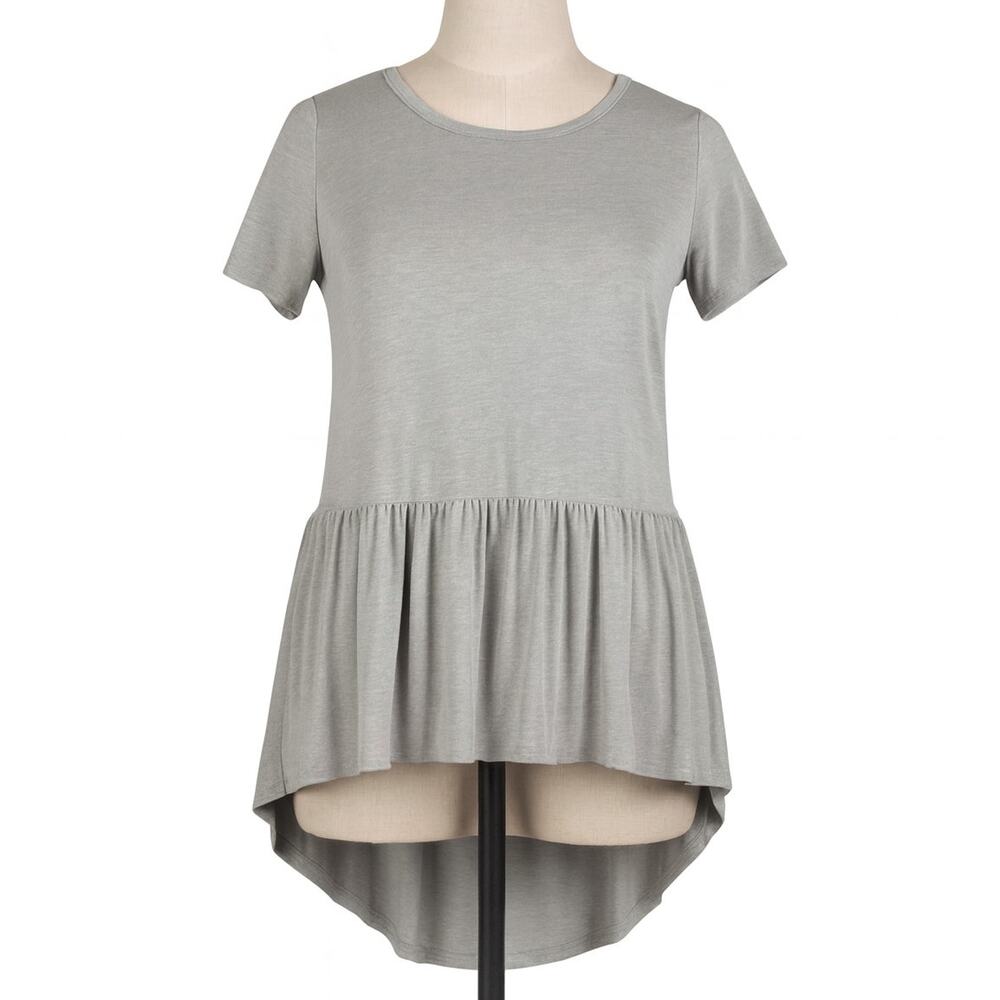 Mote Soft Peplum Hem Short Sleeve Top with Back Tie Size S